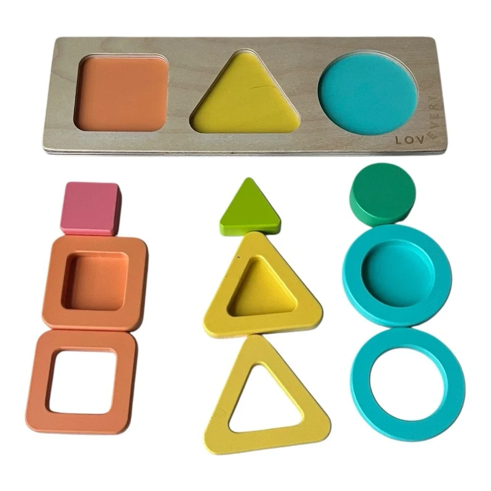Lovevery Geo Shapes Wooden 3D Toddler Puzzle The Realist Play Kit Montessori Toy